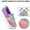 K KomForme Toddler Slip on Sneakers Girls Sparkle Sequins Canvas Walking Shoes(Purple Rainbow)
