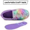 K KomForme Toddler Slip on Sneakers Girls Sparkle Sequins Canvas Walking Shoes(Purple Rainbow)