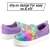 K KomForme Toddler Slip on Sneakers Girls Sparkle Sequins Canvas Walking Shoes(Purple Rainbow)