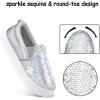 K KomForme Toddler Slip on Sneakers Girls Sparkle Sequins Canvas Walking Shoes(Sliver)