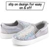 K KomForme Toddler Slip on Sneakers Girls Sparkle Sequins Canvas Walking Shoes(Sliver)