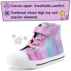 K KomForme Toddler Sneakers Girls Canvas High Top Walking Shoes with Hook and Loops(Colorful)
