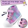 K KomForme Toddler Sneakers Girls Canvas High Top Walking Shoes with Hook and Loops(Colorful)