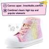 K KomForme Toddler Sneakers Girls Canvas High Top Walking Shoes with Hook and Loops(Glitter Rainbow)