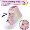 K KomForme Toddler Sneakers Girls Canvas High Top Walking Shoes with Hook and Loops(Glitter Rainbow)