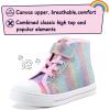 K KomForme Toddler Sneakers Girls Canvas High Top Walking Shoes with Hook and Loops(Gradient Glitter)