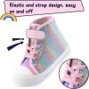 K KomForme Toddler Sneakers Girls Canvas High Top Walking Shoes with Hook and Loops(Gradient Glitter)