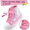 K KomForme Toddler Sneakers Girls Canvas High Top Walking Shoes with Hook and Loops(Pink Sequins)