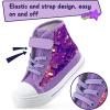 K KomForme Toddler Sneakers Girls Canvas High Top Walking Shoes with Hook and Loops(Purple Sequin)