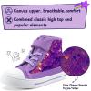 K KomForme Toddler Sneakers Girls Canvas High Top Walking Shoes with Hook and Loops(Purple Sequin)