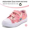 K KomForme Toddler Sneakers for Boys and Girls Dual Hook and Loops Sneakers Baby Canvas Shoes(A2-pink Rainbow)