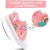 K KomForme Toddler Sneakers for Boys and Girls Dual Hook and Loops Sneakers Baby Canvas Shoes(A2-pink Rainbow)