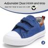K KomForme Toddler Sneakers for Boys and Girls Dual Hook and Loops Sneakers Baby Canvas Shoes(Blue Brown)