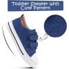 K KomForme Toddler Sneakers for Boys and Girls Dual Hook and Loops Sneakers Baby Canvas Shoes(Blue Brown)