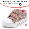 K KomForme Toddler Sneakers for Boys and Girls Dual Hook and Loops Sneakers Baby Canvas Shoes(Colorful Glitter)