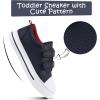 K KomForme Toddler Sneakers for Boys and Girls Dual Hook and Loops Sneakers Baby Canvas Shoes(Dark Blue)