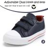 K KomForme Toddler Sneakers for Boys and Girls Dual Hook and Loops Sneakers Baby Canvas Shoes(Dark Blue)