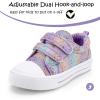 K KomForme Toddler Sneakers for Boys and Girls Dual Hook and Loops Sneakers Baby Canvas Shoes(Gradient Glitter)