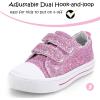 K KomForme Toddler Sneakers for Boys and Girls Dual Hook and Loops Sneakers Baby Canvas Shoes(Pink Glitter)