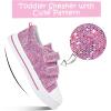 K KomForme Toddler Sneakers for Boys and Girls Dual Hook and Loops Sneakers Baby Canvas Shoes(Pink Glitter)