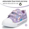 K KomForme Toddler Sneakers for Boys and Girls Dual Hook and Loops Sneakers Baby Canvas Shoes(Purple Unicorn)