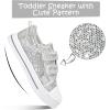 K KomForme Toddler Sneakers for Boys and Girls Dual Hook and Loops Sneakers Baby Canvas Shoes(Sliver Glitter)