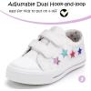 K KomForme Toddler Sneakers for Boys and Girls Dual Hook and Loops Sneakers Baby Canvas Shoes(White New)