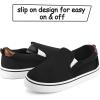K KomForme Toddler Sneakers for Girls Boys Slip On Canvas Walking Shoes(Black)