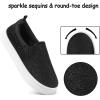 K KomForme Toddler Sneakers for Girls Boys Slip On Canvas Walking Shoes(Black Glitter)