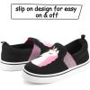 K KomForme Toddler Sneakers for Girls Boys Slip On Canvas Walking Shoes(Black With Pink)