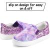 K KomForme Toddler Sneakers for Girls Boys Slip On Canvas Walking Shoes(Purple Glitter)