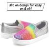 K KomForme Toddler Sneakers for Girls Boys Slip On Canvas Walking Shoes(Rainbow Sequin)