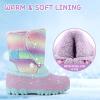 K KomForme Waterproof Girls Snow Boots with Faux Fur Lining, Warm Winter Shoes for Kids (Toddler/Little Kid/Big Kid)(Gradient Glitter)