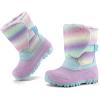 K KomForme Waterproof Girls Snow Boots with Faux Fur Lining, Warm Winter Shoes for Kids (Toddler/Little Kid/Big Kid)(Gradient Glitter)