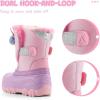 K KomForme Waterproof Girls Snow Boots with Faux Fur Lining, Warm Winter Shoes for Kids (Toddler/Little Kid/Big Kid)(Pink Unicorn)