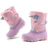 K KomForme Waterproof Girls Snow Boots with Faux Fur Lining, Warm Winter Shoes for Kids (Toddler/Little Kid/Big Kid)(Pink Unicorn)