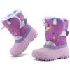 K KomForme Waterproof Girls Snow Boots with Faux Fur Lining, Warm Winter Shoes for Kids (Toddler/Little Kid/Big Kid)(Purple Unicorn)