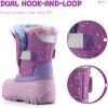 K KomForme Waterproof Girls Snow Boots with Faux Fur Lining, Warm Winter Shoes for Kids (Toddler/Little Kid/Big Kid)(Purple Unicorn)
