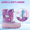 K KomForme Waterproof Girls Snow Boots with Faux Fur Lining, Warm Winter Shoes for Kids (Toddler/Little Kid/Big Kid)(Purple Unicorn)
