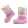 K KomForme Waterproof Girls Snow Boots with Faux Fur Lining, Warm Winter Shoes for Kids (Toddler/Little Kid/Big Kid)(Rainbow Glitter)