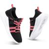 RUNSIDE Boys Girls Tennis Shoes Kids Lightweight Breathable Sneakers Lace-up Running Athletic Shoes for Toddler/Little Kid/Big Kid(Black Pink)