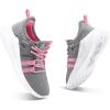 RUNSIDE Boys Girls Tennis Shoes Kids Lightweight Breathable Sneakers Lace-up Running Athletic Shoes for Toddler/Little Kid/Big Kid(Grey Pink)
