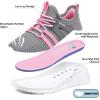 RUNSIDE Boys Girls Tennis Shoes Kids Lightweight Breathable Sneakers Lace-up Running Athletic Shoes for Toddler/Little Kid/Big Kid(Grey Pink)