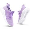 RUNSIDE Boys Girls Tennis Shoes Kids Lightweight Breathable Sneakers Lace-up Running Athletic Shoes for Toddler/Little Kid/Big Kid(Light Purple)