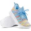 RUNSIDE Girls Tennis Shoes Lightweight Sports Kids Sneakers Lace-up for Running/Walking, Toddler/Little Kid/Big Kid(Rainbow Blue)