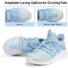RUNSIDE Girls Tennis Shoes Lightweight Sports Kids Sneakers Lace-up for Running/Walking, Toddler/Little Kid/Big Kid(Sparkly Blue)