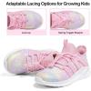 RUNSIDE Girls Tennis Shoes Lightweight Sports Kids Sneakers Lace-up for Running/Walking, Toddler/Little Kid/Big Kid(Sparkly Pink)