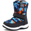 K KomForme Boys Girls Snow Boots Waterproof Winter Outdoor Boots(Toddler/Little Kid/Big Kid)(Black/Blue)