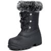 K KomForme Boys & Girls Snow Boots Insulated Fur Lined Warm Anti-Slip Waterproof Winter Boot (Toddler/Little Kid/Big Kid)(Black)