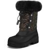 K KomForme Boys & Girls Snow Boots Insulated Fur Lined Warm Anti-Slip Waterproof Winter Boot (Toddler/Little Kid/Big Kid)(Black Glitter)
